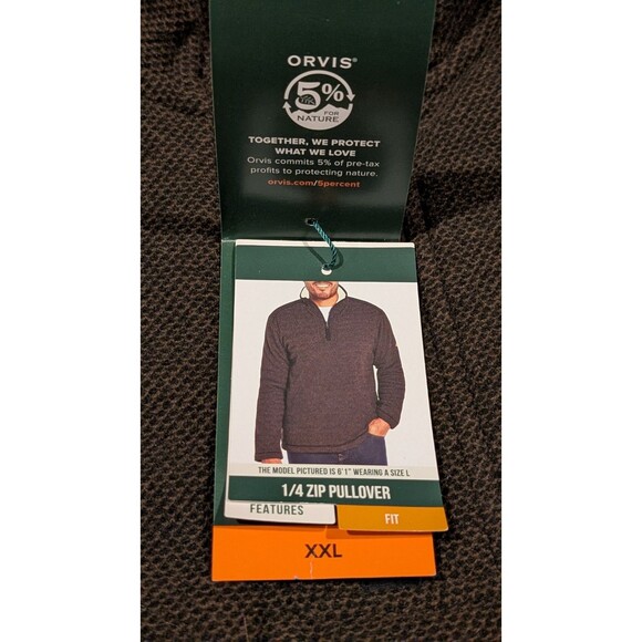 NEW Orvis 1/4 Zip 2XL Men's Pullover Sherpa Fleece Lined XXL Sweater Brown NWT - Picture 3 of 9